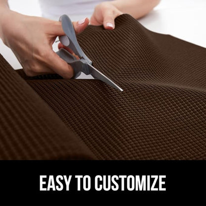 GORILLA GRIP powerGRIP Drawer Shelf and Cabinet Liner, Thick Strong Hold, Non-Adhesive Liners Protect Kitchen Cabinets and Cupboard, Bathroom Drawers, Easy Install, Breathable Mat, 17.5" x10', Brown