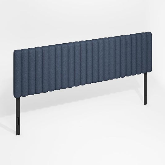Furinno Roanne Headboard King Size, Tufted Upholstered Wooden Headboard, Bed Frame Mount Head Board, Easy Assembly, for Bedroom, Dorm, Blue Denim