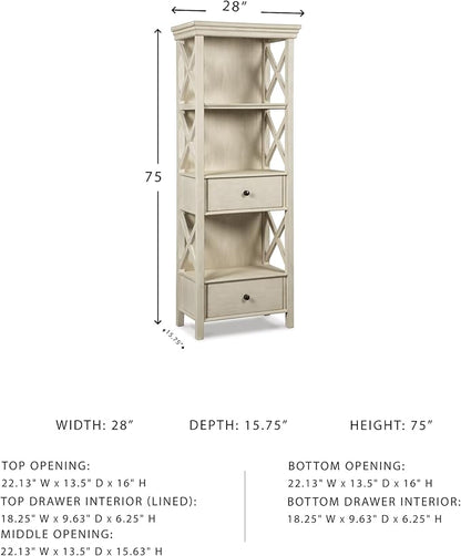 Signature Design by Ashley Bolanburg Cottage Chic Display Cabinet or Bookcase, Antique White