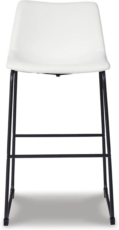 Signature Design by Ashley Centiar Urban Industrial 28.75" Pub Height Bucket Seat Barstool, 2 Count, White
