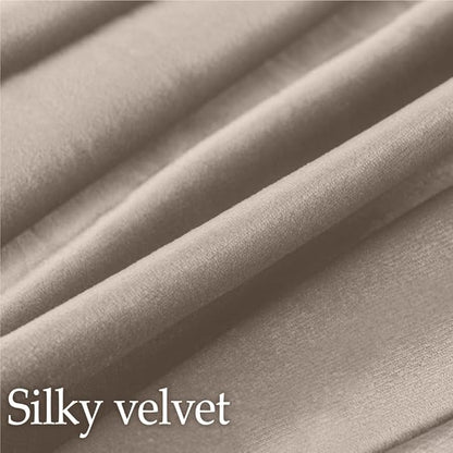 lalaLOOM Velvet Throw Pillow Covers, Set of 2, 24x24 Decorative Square Pillows Home Decor, Soft Accent Cases, Silky Machine Washable Pillowcases for Sofa, Couch, Bedroom, Living Room, Taupe