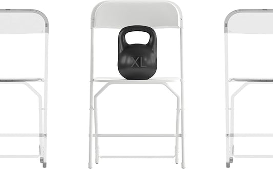 Flash Furniture Hercules Series Big & Tall Stackable Plastic Folding Chairs, Extra Wide Commercial Event Seats, Set of 4, White