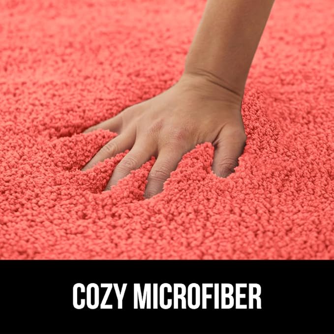 GORILLA GRIP Bathroom Rugs, 30x20, Ultra Soft Absorbent Mat, Thick Plush Bath Rug, Machine Washable, Microfiber Quick Dry, Mats for Shower, Bathtub and Floor, Home Decor Accessories, Coral