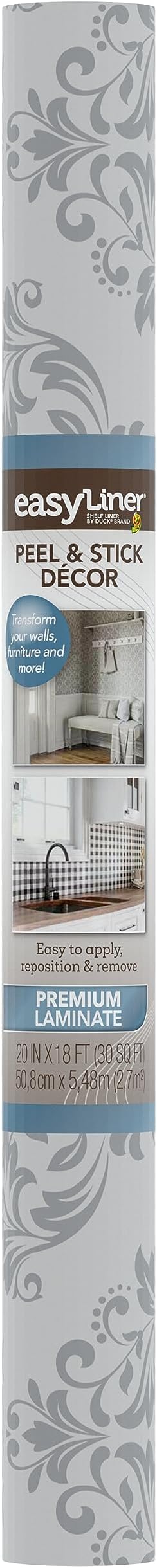 EasyLiner Peel & Stick Decor Removable Peel and Stick Wallpaper - Self Adhesive Decorative Shelf Paper for Cabinets, Walls, Resurfacing Projects - Adhesive Shelf Liner - 20in x 18ft - Victorian Print