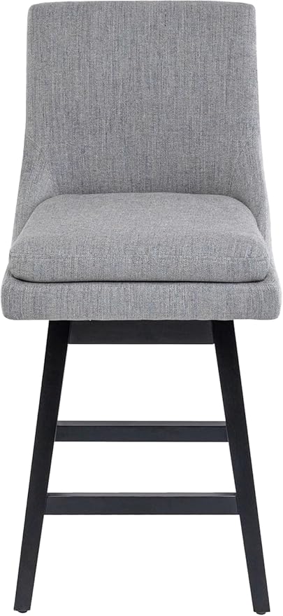 Bar Stool, 26 Inch Upholstered Barstools with 14.2" High Back and Footrest, Swivel Counter Height Barstools for Kitchen Island Home Bar Performance Fabric Gray