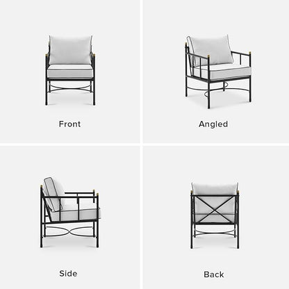 mopio Odelia Patio Chairs Set of 2, Outdoor Chair with Removable Cushions and Rust Free Metal Frame, Conversation Sets for Front Porch, Balcony, Apartments, Yard, Bistro (Lounge Chair x2, Offwhite)