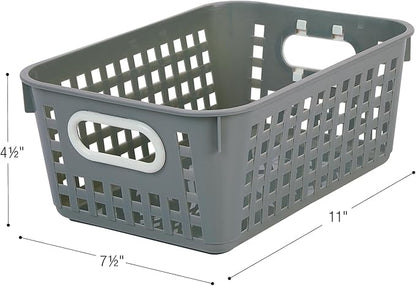 Really Good Stuff Medium Plastic Book Baskets, 11" by 7.5" by 4.5" - 12 Pack, Rainbow, Versatile Storage Solution for Classroom, Home and Office l Toy Storage, Multi-Purpose Organizer Basket