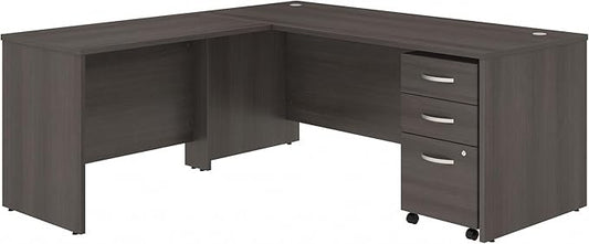 Bush Business Furniture Studio C 72W x 30D L Shaped Desk with Mobile File Cabinet and 42W Return in Storm Gray