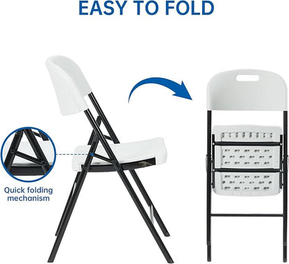 80 Pack Thicker 800 LBS White Folding Chairs, Commercial Grade Folding Chair, Foldable Chairs for Events