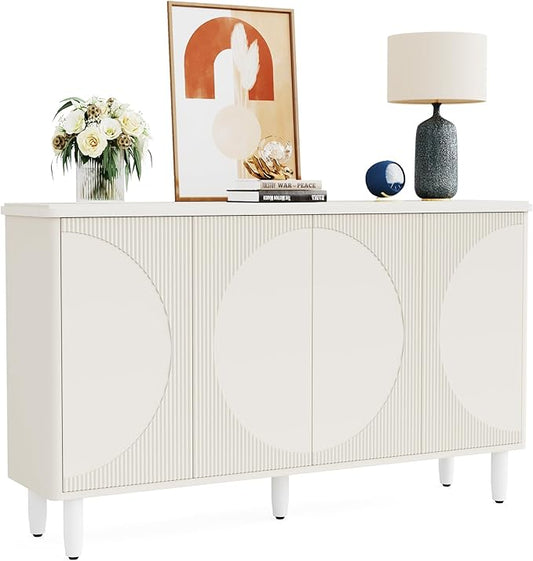 Tribesigns Buffet Cabinet Sideboard with Storage, Large Storage Cabinet Sideboard Buffet Table with Doors for Living Room Kitchen Dining Room (White)