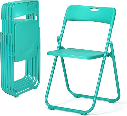 Karl home 6 Pcs Folding Chair, 300LBS Lightweight Foldable Plastic Chair, Reinforced Metal Frame Easy to Fold & Store for Indoor & Outdoor, Wedding, Party, Meeting Room, Patio and Garden, Mint Green