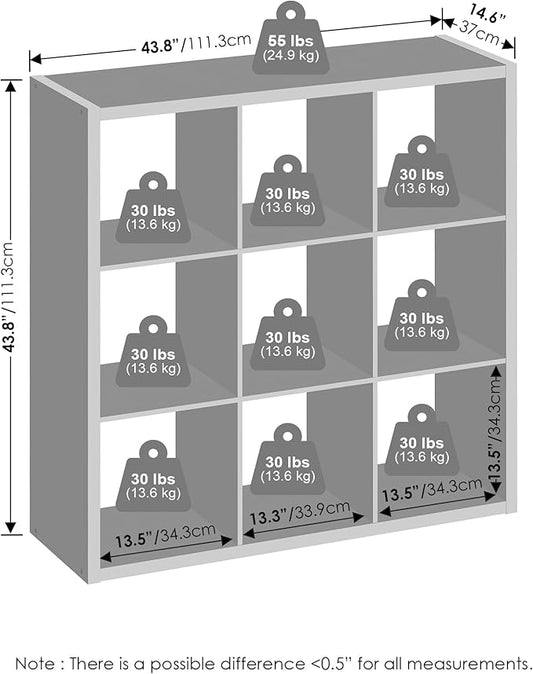 Furinno Cubic Closet Organizers and Storage, 9-Cube Closet Organizer, Open Shelf Closet Storage, Extra Thick Frame for Wardrobe, Bedroom, Living Room, White