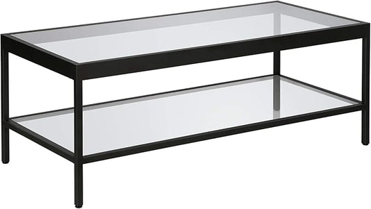Henn&Hart 45" Wide Rectangular Rectangular Coffee Table in Blackened Bronze, Modern Rectangular Coffee Tables for living room, studio apartment essentials