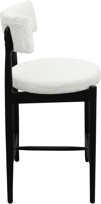Christopher Knight Home Ebany 25.50" H Barstools Set of 2, Upholstered Counter Stool, Comfy Backrest Kitchen Stool, Rubberwood Frame Stool Chair, Bistro Chair for Kitchen Dining Room, Beige+Black