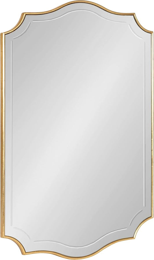 Kate and Laurel Hollyn Glam Scalloped Wall Mirror; 20 x 30; Gold; Decorative Traditional Wall Decor with Elegant Frame and Soft Scallops
