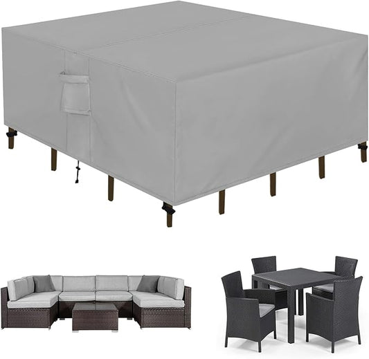 Easy-Going Square Patio Furniture Cover Waterproof Outdoor Dining Table and Chair Cover Anti-UV Outside Sectional Sofa Set Covers (76"L x 76"W x 28"H, Grey)