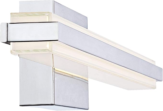 Possini Euro Design Eloe Mid Century Modern Wall Mount Light LED Chrome Silver Hardwired 31 1/4" Wide Light Bar Shade Fixture Painted White Glass for Bathroom Vanity Mirror House Home Room Decor