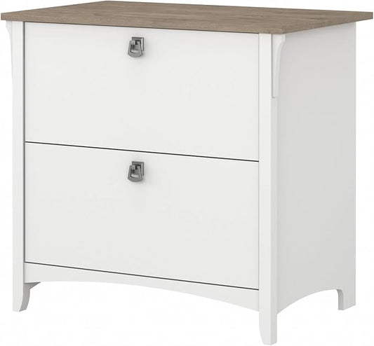Bush Furniture Salinas 2 Drawer Lateral File Cabinet in Shiplap Gray and Pure White, Home Office Storage Solution, Organizer with Drawers for Workspace, Filing Unit