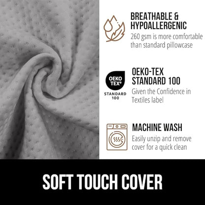 GORILLA GRIP Patent Pending Queen Bed Wedge Pillow Headboard Gap Filler, US Designed, Comfortable Supportive High Density Foam Pillows, Stay in Place Gripping Dots, Wedges Between Mattress, Soft Gray
