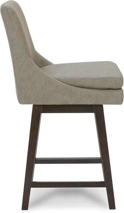 CHITA Counter Height Swivel Barstool, FSC Certified Upholstered Bar Stool, 26.8" H Seat Height, PU Leather in Stone Gray