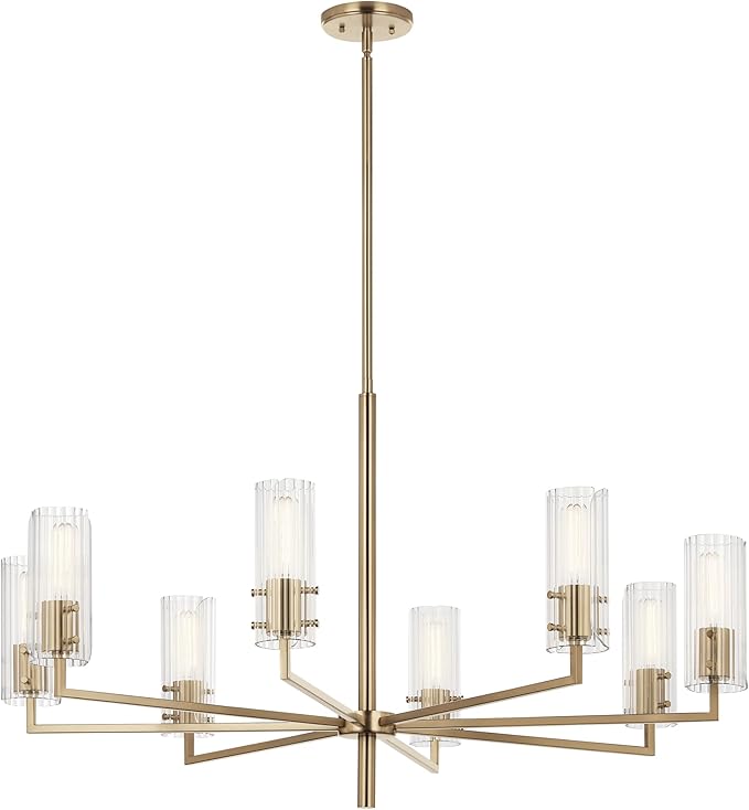 KICHLER Velestino 40.25" 8 Light Chandelier in Champagne Bronze, for Foyer, Dining Room, Living Room, Bedroom, (23.25" x 40.25") 52680CPZ