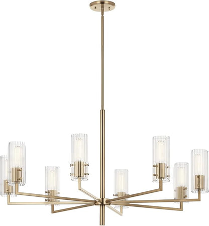 KICHLER Velestino 40.25" 8 Light Chandelier in Champagne Bronze, for Foyer, Dining Room, Living Room, Bedroom, (23.25" x 40.25") 52680CPZ