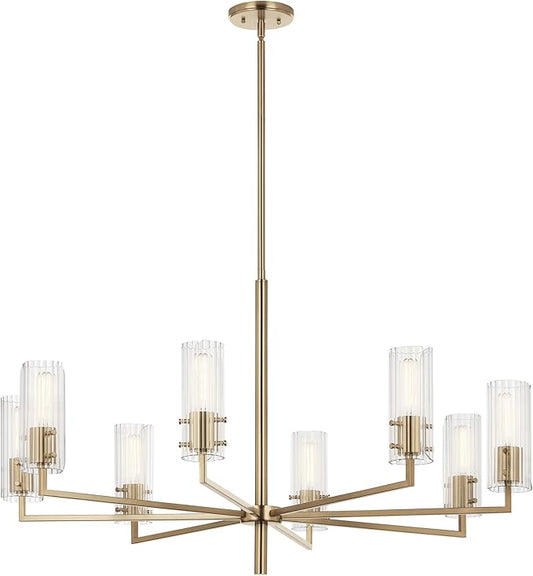 KICHLER Velestino 40.25" 8 Light Chandelier in Champagne Bronze, for Foyer, Dining Room, Living Room, Bedroom, (23.25" x 40.25") 52680CPZ
