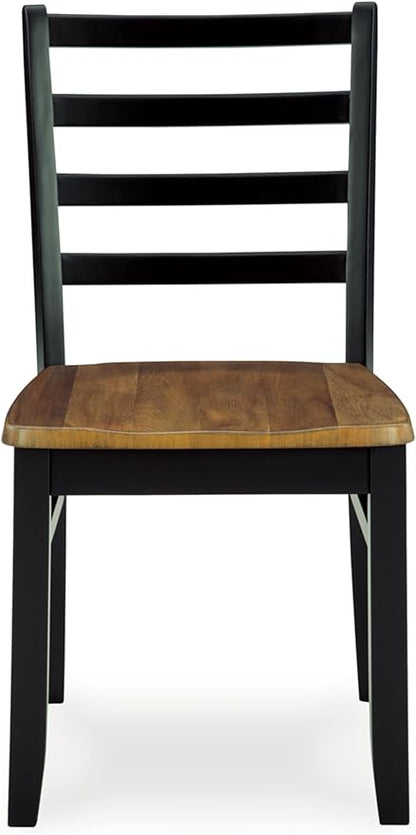Signature Design by Ashley Blondon Rectangular Dining Room Table Set with 6 Chairs, Chevron Pattern, Tapered Legs, Seats 6, Wood, 60" Long, Brown & Black