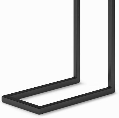 SIMPLIHOME Skyler 18-inch Wide Metal Table in White/Black, C-Shaped Industrial-Style Side Table with Genuine Marble Top for Living Room, Bedroom, or Home Office