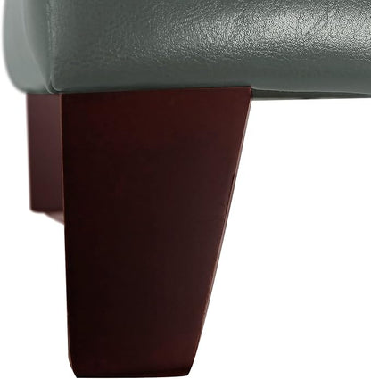 Adeco Bonded Leather Square Tufted Cubic Cube Footstool, 18" Height Storage Ottomans, with Lid, Cement Grey