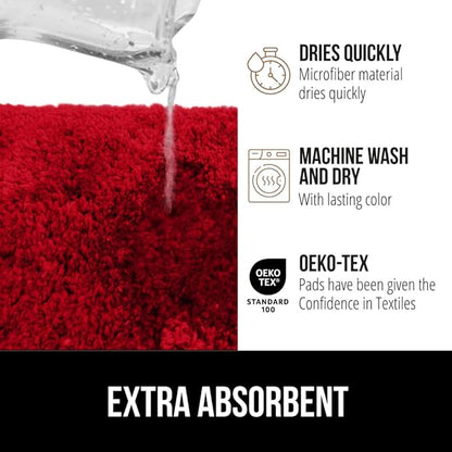 GORILLA GRIP Bathroom Rugs, Ultra Soft Absorbent Mat, Thick Plush Bath Rug, Machine Washable, Microfiber Quick Dry, Mats for Shower, Bathtub and Floor, Home Decor Accessories, 24x17, Red
