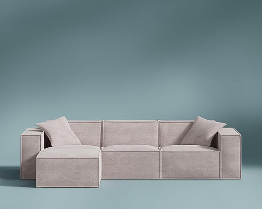 ROVE LAB M1 Modular Sectional Sofa with Ottoman, Sofa in a Box, Modular Couch, Spill-Resistant,Sustainable, Stylish, Modern Sectional Couch for Living Room with SmartFoam Comfort