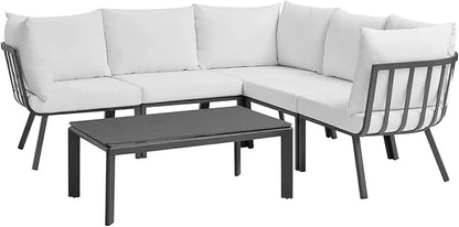 Modway Riverside Outdoor Furniture, 6-Piece Set, Gray White