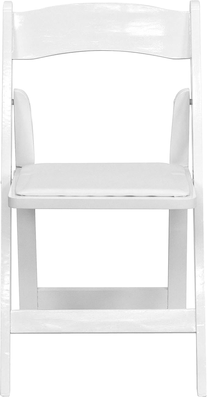 Flash Furniture 2 Pack HERCULES Series White Wood Folding Chair with Vinyl Padded Seat