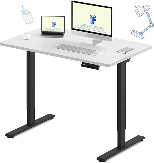 FLEXISPOT E3 Dual Motor Electric Standing Desk 48 x 30 Sit Stand Up Desk, Holds 220 lbs, Adjustable Height w/Memory Presets, One-Piece White Desktop & Black Frame, Ships in 2 Boxes