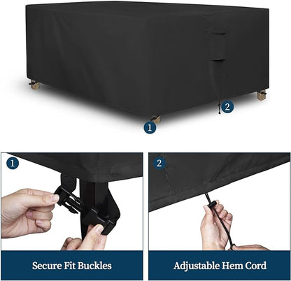 Easy-Going Rectangle Patio Furniture Cover Waterproof Outdoor Dining Table and Chair Cover Anti-UV Outside Sectional Sofa Set Covers (130"L x 84"W x 28"H, Black)