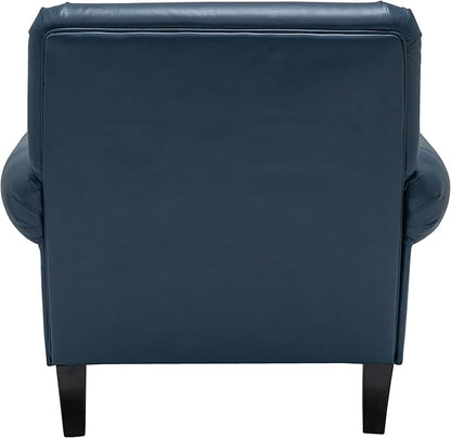 Accent Chair,22.4" Seat Depth Armchair with Roll Arms,36.6W*34.3D*34.6H Living Room Chair,Wood Legs,Set of 1,Faux Leather in Navy