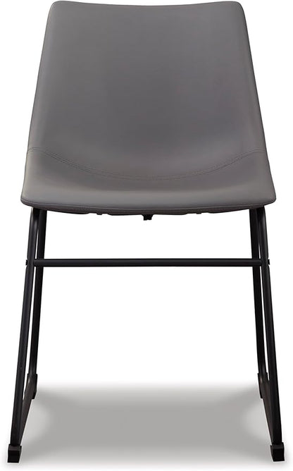 Signature Design by Ashley Centiar Casual Bucket Seat Dining Upholstered Side Chair with Black Metal Base, Set of 2, Faux Leather, 18.75" Seat Height, Gray