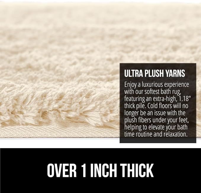 GORILLA GRIP Bathroom Rugs, 36x24, Ultra Soft Absorbent Mat, Thick Plush Bath Rug, Machine Washable, Microfiber Quick Dry, Mats for Shower, Bathtub and Floor, Home Decor Accessories, Ivory
