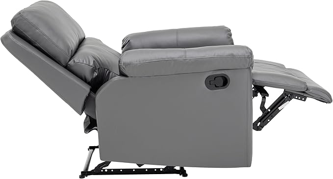MINCETA Recliner Chairs,Modern 5" Wall Hugger Nursery Recliner with Overstuffed Arm and Back for Living Room,PU Leather in Gray