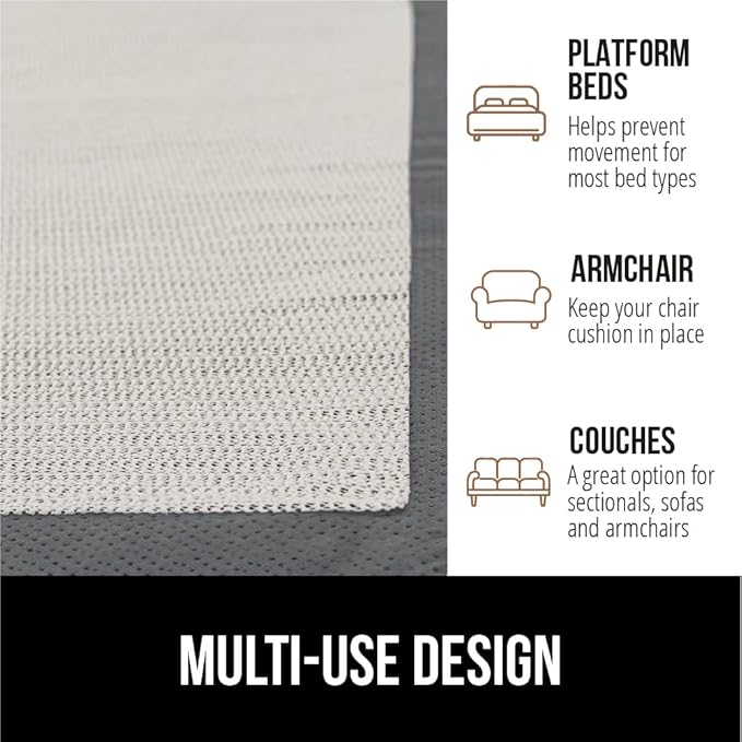 GORILLA GRIP Non Slip Mattress Gripper, Prevents Mattresses from Sliding and Holds Bed in Place, Pad Grips Beds, Sofa, Couch, Chair Cushions and Helps Keep Topper from Slipping, Easy Trim Pads, Queen