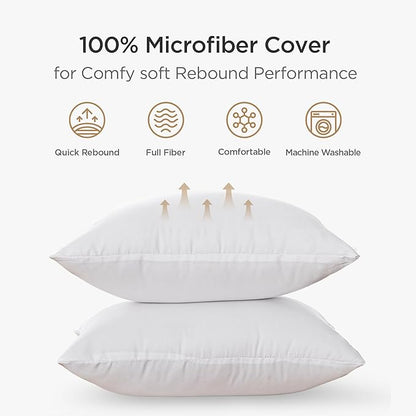 Acanva 16x16 Throw Pillow Inserts Set of 2, Premium Polyester Fiber Fill Square Sham Stuffer Cushion for Sofa, Bed, Couch and Chair, Machine Washable, White