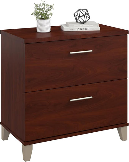 Bush Furniture 2 Drawer Lateral File Cabinet, Letter and Legal-Size Document Storage for Home or Professional Office, Somerset Collection, Hansen Cherry