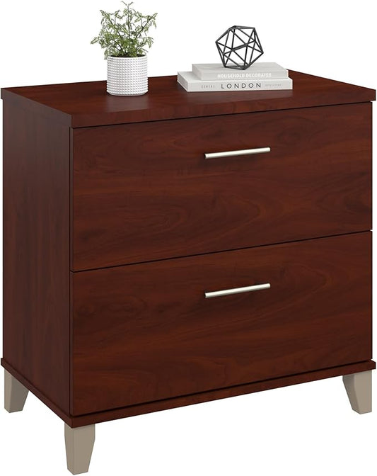 Bush Furniture 2 Drawer Lateral File Cabinet, Letter and Legal-Size Document Storage for Home or Professional Office, Somerset Collection, Hansen Cherry
