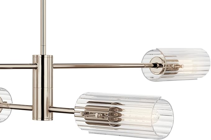 KICHLER Velestino 47.50" 4 Light Linear Chandelier in Polished Nickel, for Dining Room, Living Room, (7" x 47.50") 52681PN