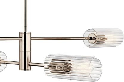 KICHLER Velestino 47.50" 4 Light Linear Chandelier in Polished Nickel, for Dining Room, Living Room, (7" x 47.50") 52681PN