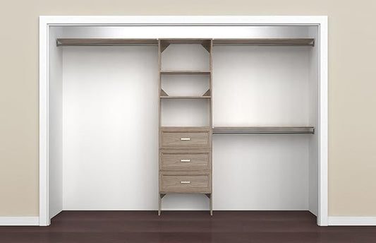 ClosetMaid SuiteSymphony Closet Organizer with Shelves and 3 Drawers, 25-Inch-Natural Gray