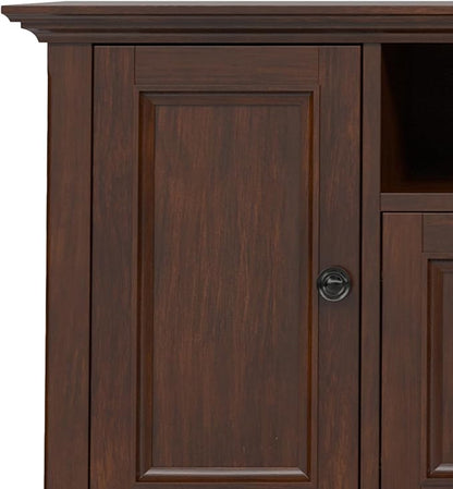 SIMPLIHOME Amherst 72-inch Wide Solid Wood TV Stand in Russet Brown, Transitional-Style Media Console for Living Room with Cable Management and Adjustable Shelves, Fits 80" TVs
