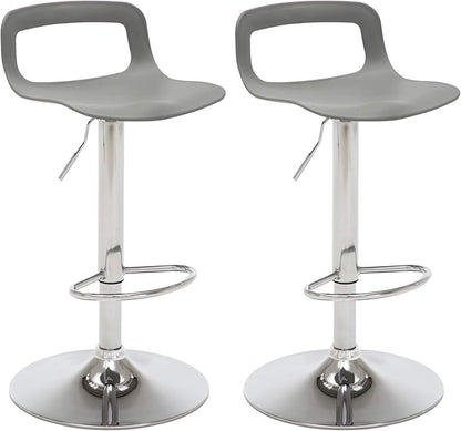 NOBPEINT NOB Contemporary Chrome Air Lift Adjustable Swivel Bar Stool (6 Pieces, Gray)