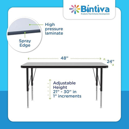 Chair and Table Set for Schools - Dry Erase Table About 24 x 48 inch (60 x 120cm) - Height Adjustable Legs -Spray Edges - and Four Luxurious Classroom Chairs - for Commercial Spaces